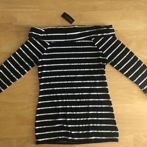 NWT OFF SHOULDER STRIPED WHITE HOUSE / BLACK MARKET TOP